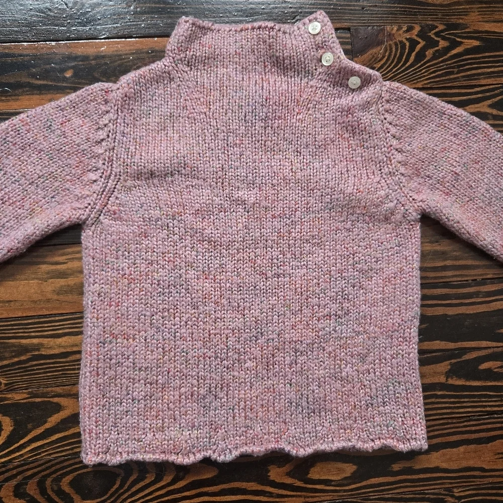 Baby Gap 12-18M Pink Marled Knit Sweater Mock Neck Button Shoulder Confetti Top